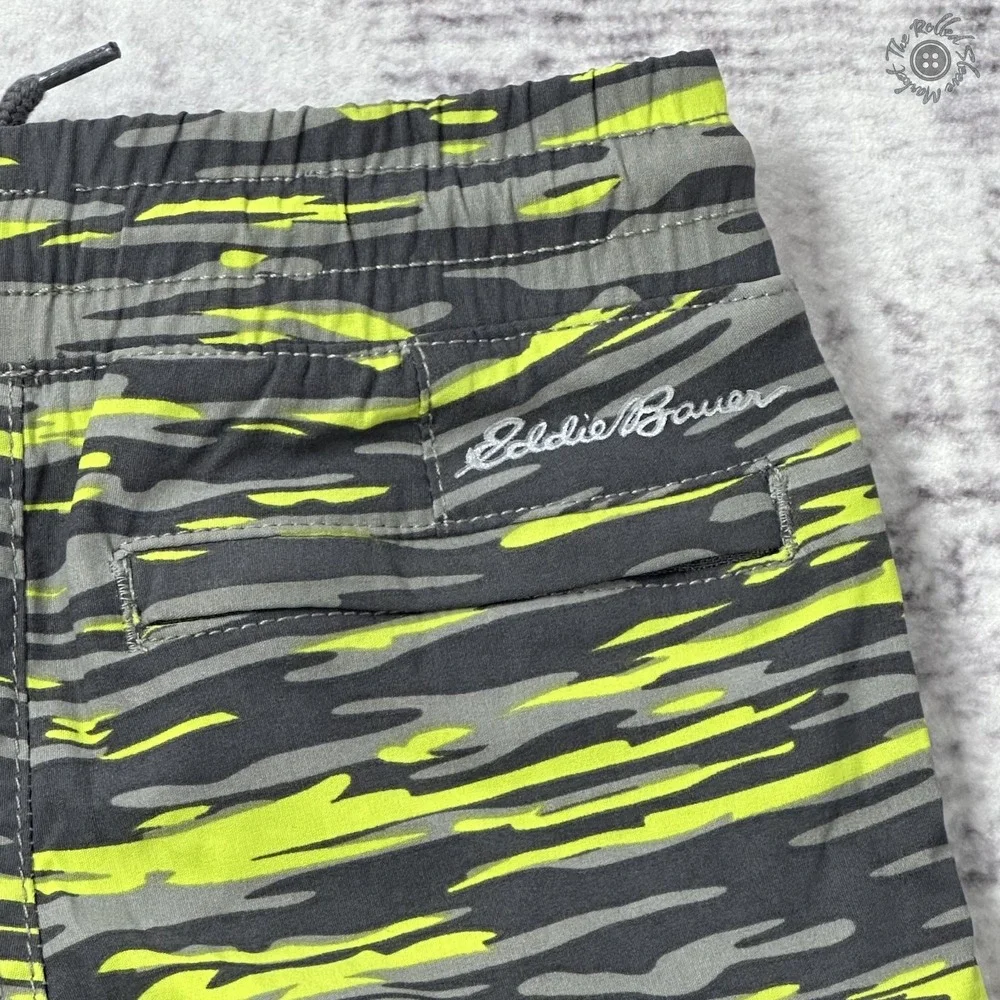 NWT Eddie Bauer Boys Ranger Shorts XXS Size 4 Yellow Grey Camouflage‎ Stretch